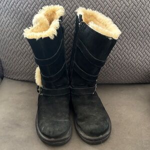 UGG Black and Cream Shearling Boots